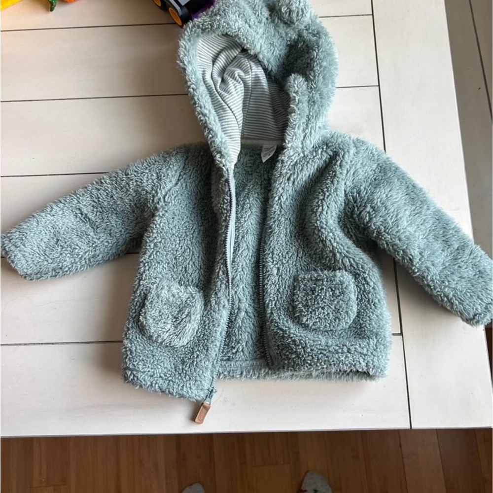 Carters Sherpa Baby Jacket Seafoam Green 6 months